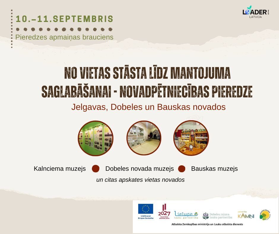 Pieredzes apmaiņas brauciens Jelgavas, Dobeles un Bauskas novados – no vietas stāsta līdz mantojuma saglabāšanai