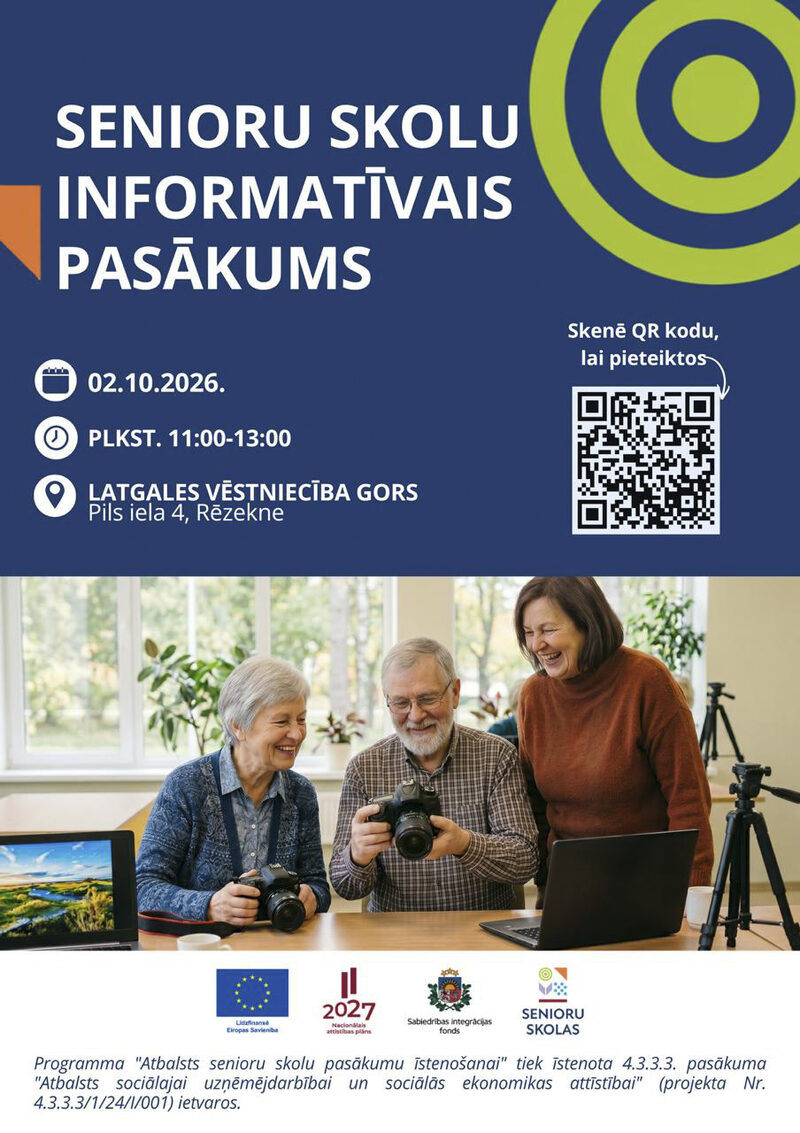 Senioru skolu pārstāvjus aicina pieteikties informatīvajam pasākumam Rēzeknē